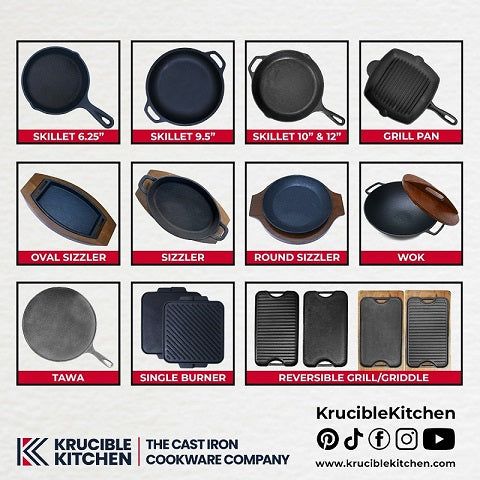 Cast Iron, Seasoned, Krucible Kitchen