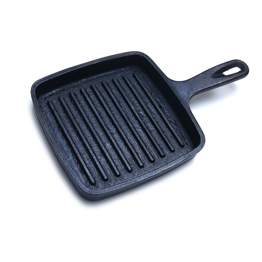 Grill Pan 5.5” (14CM), Cast Iron Krucible Kitchen Seasoned