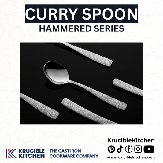Stainless Steel Curry Serving Spoon 11-Guage Hammered Handle