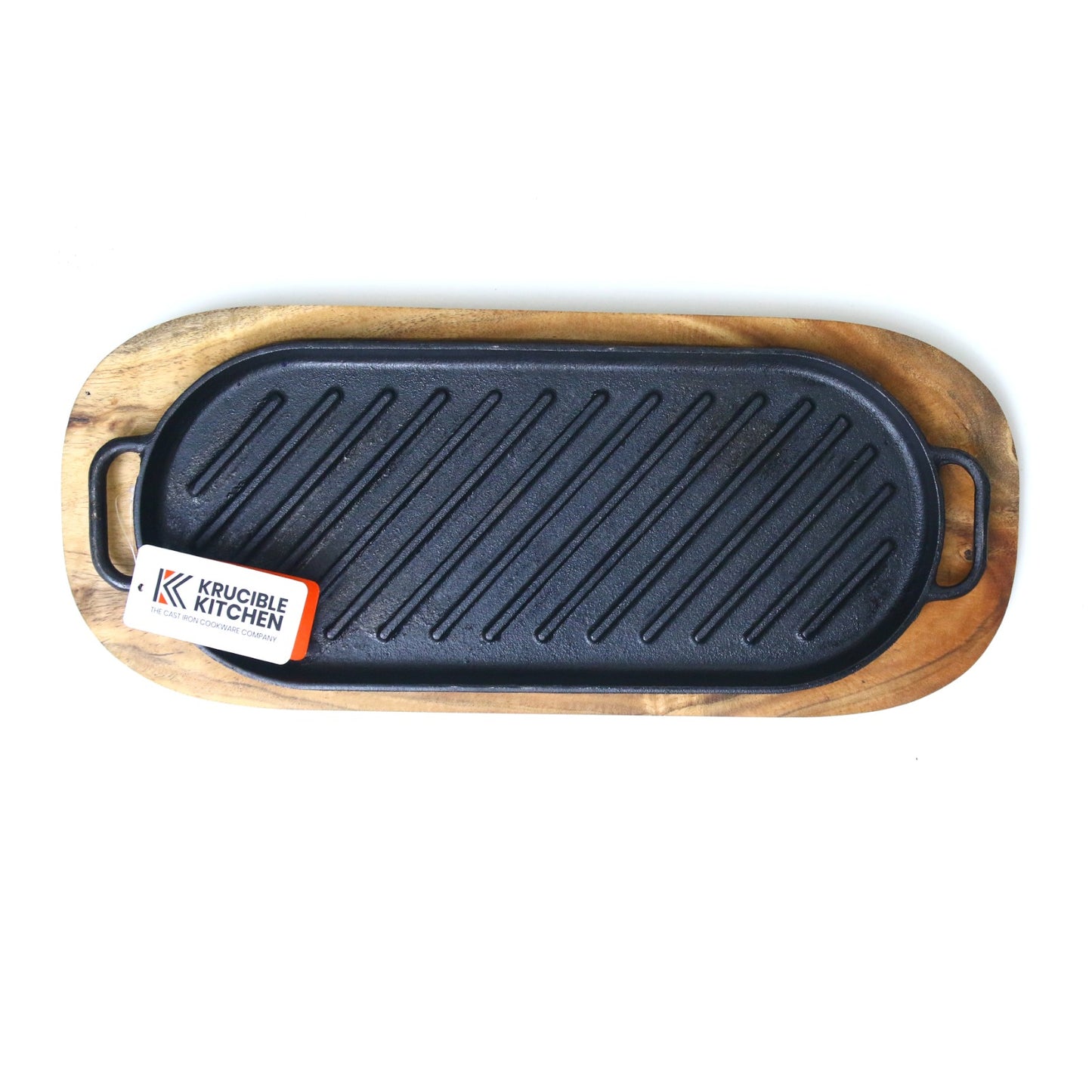 Sizzler 14" (36 cm) Oval Grill Cast Iron Krucible Kitchen SZ14G-OV