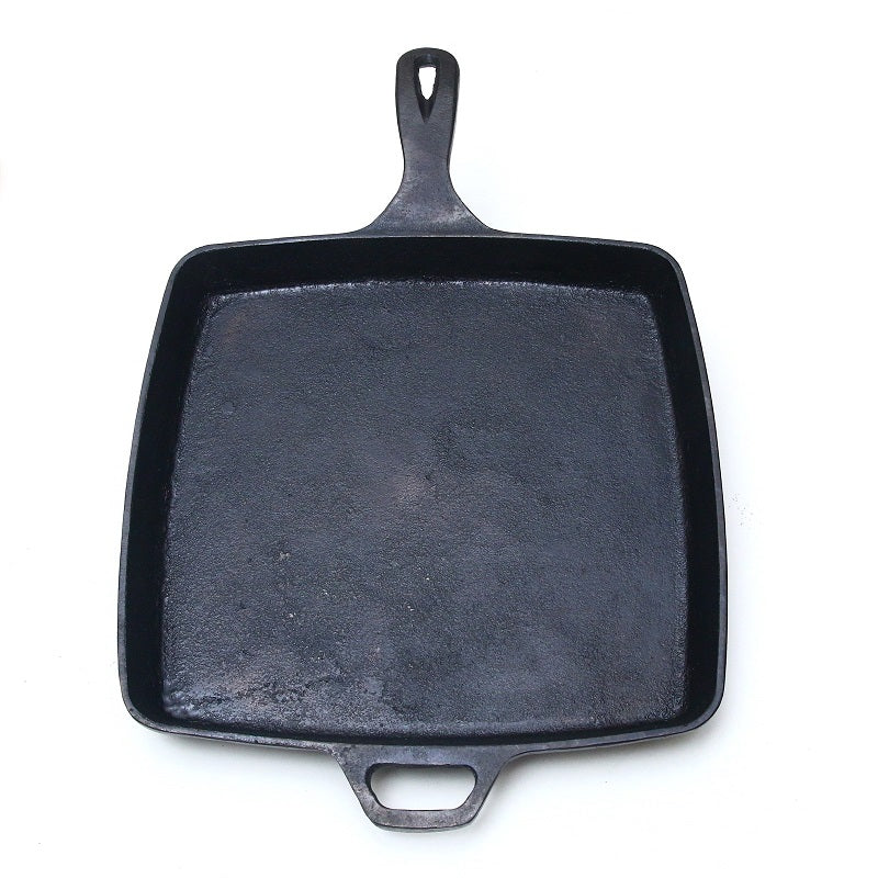 Skillet 11 In (28CM) Square, Cast Iron Krucible Kitchen Seasoned