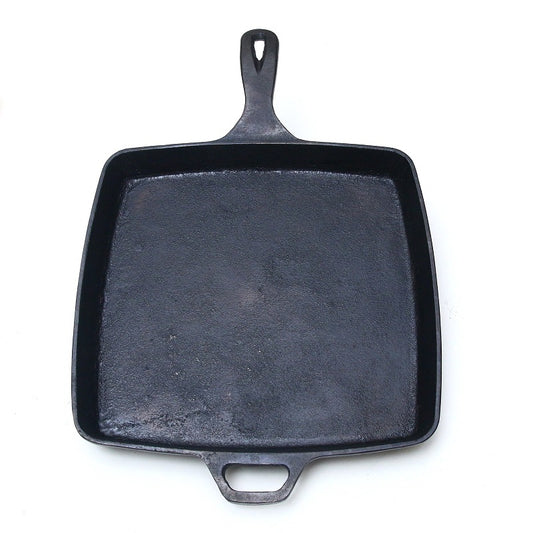 Skillet 11 In (28CM) Square, Cast Iron Krucible Kitchen Seasoned