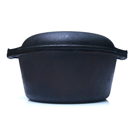 Dutch Oven 5 Quarts with Skillet Lid 2-in-1, Cast Iron Krucible Kitchen Seasoned