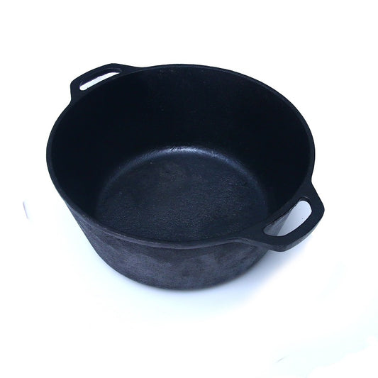 Dutch Oven Pot 5 Quarts without Lid, Cast Iron Krucible Kitchen Seasoned
