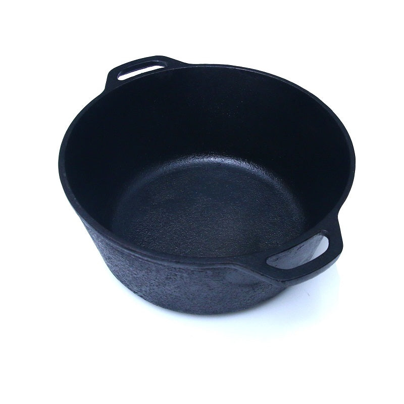 Dutch Oven Pot 5 Quarts without Lid, Cast Iron Krucible Kitchen Seasoned