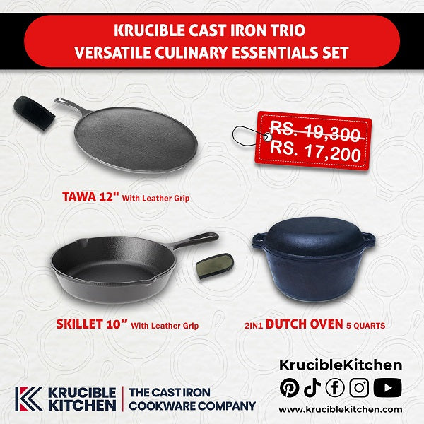 Cast Iron Tawa 12 Inch Naturally Non Stick, Seasoned. Krucible Kitchen –  KrucibleKitchen