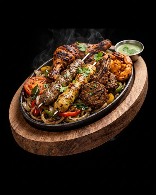 Sizzler Plate 10" Oval with Wood Base Cast Iron Krucible Kitchen