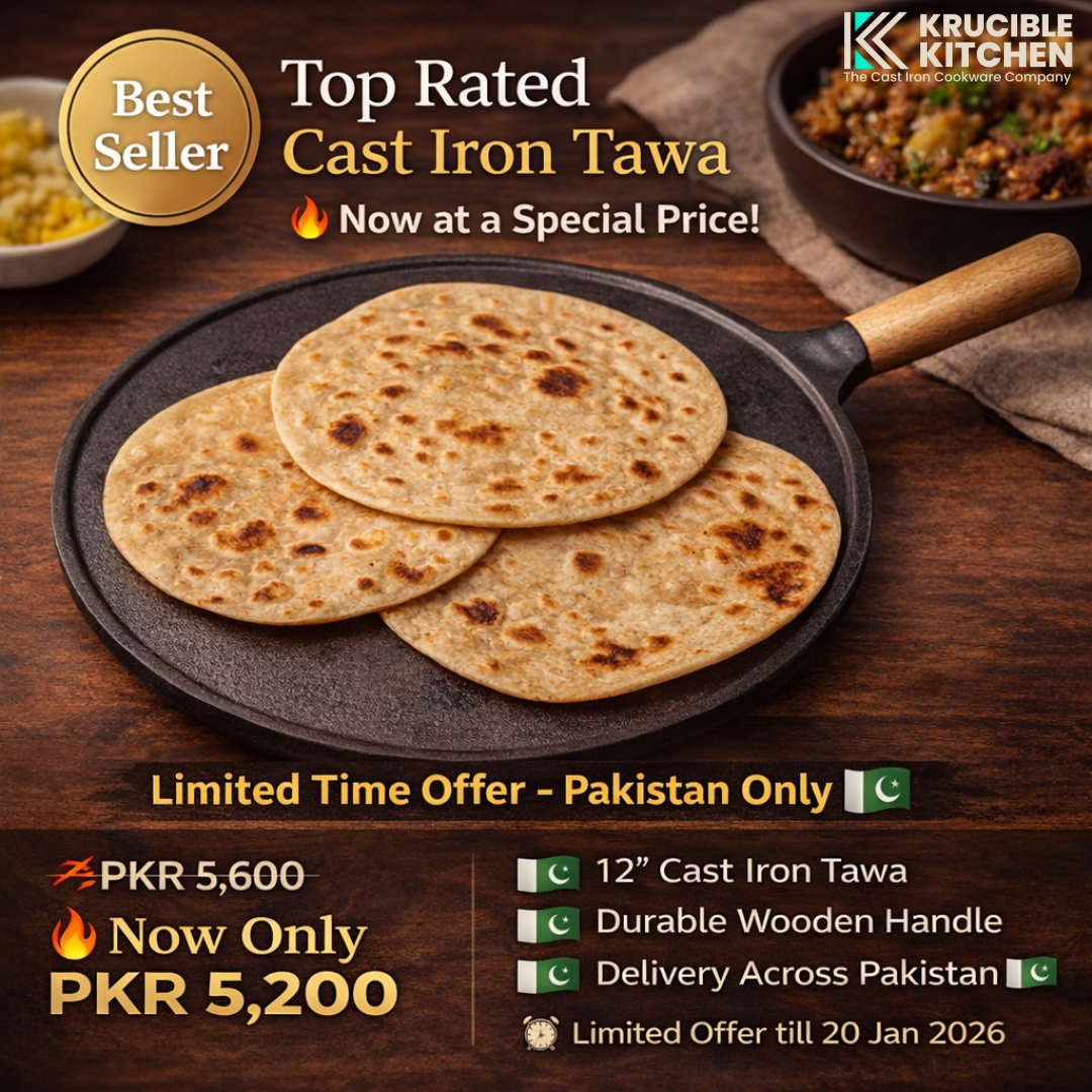 12” Cast Iron Tawa with Wooden Handle | Best Seller in Pakistan