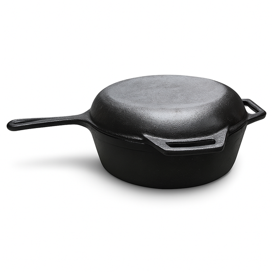 Dutch Oven 3.2 Quarts with Skillet Lid 2-in-1, Cast Iron Krucible Kitchen Seasoned