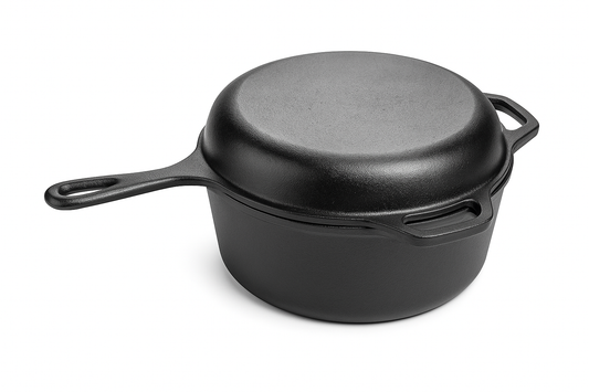 Dutch Oven 3.2 Quarts with Skillet Lid 2-in-1, Cast Iron Krucible Kitchen Seasoned