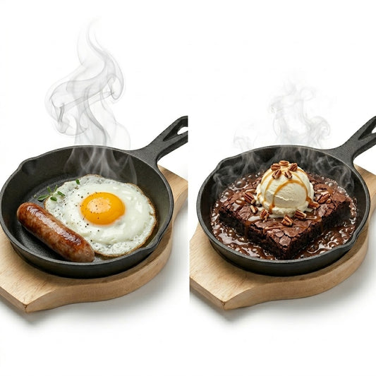 Sizzler Skillet 6.25" Wood Base Cast Iron Krucible Kitchen