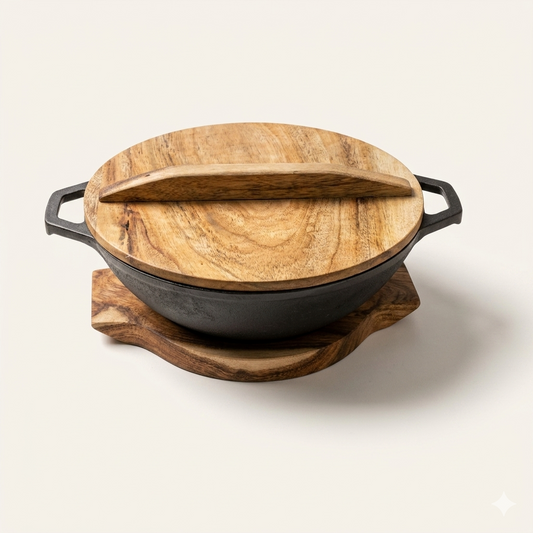 Wok 9" (23 cm) Cast Iron Krucible Kitchen