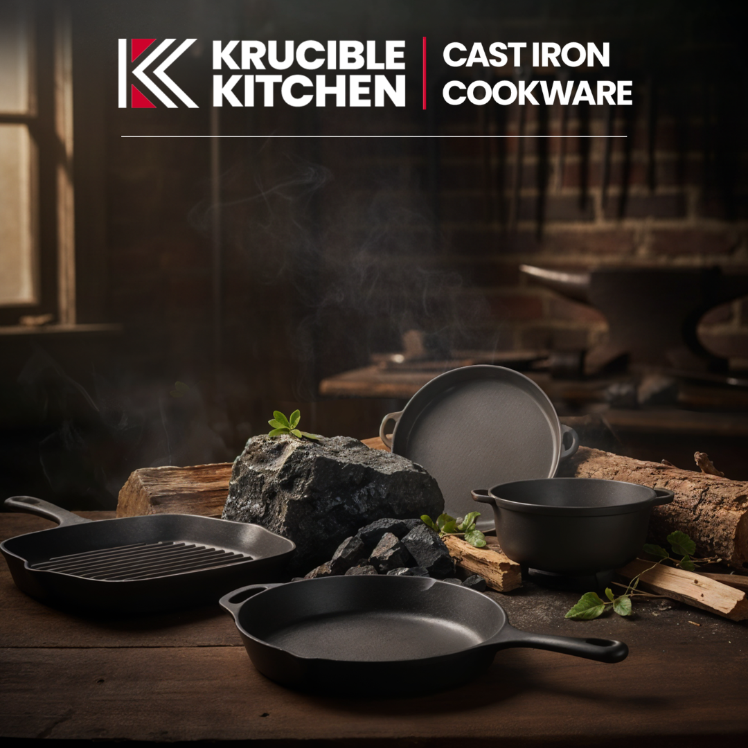 Cast Iron, Seasoned, Krucible Kitchen