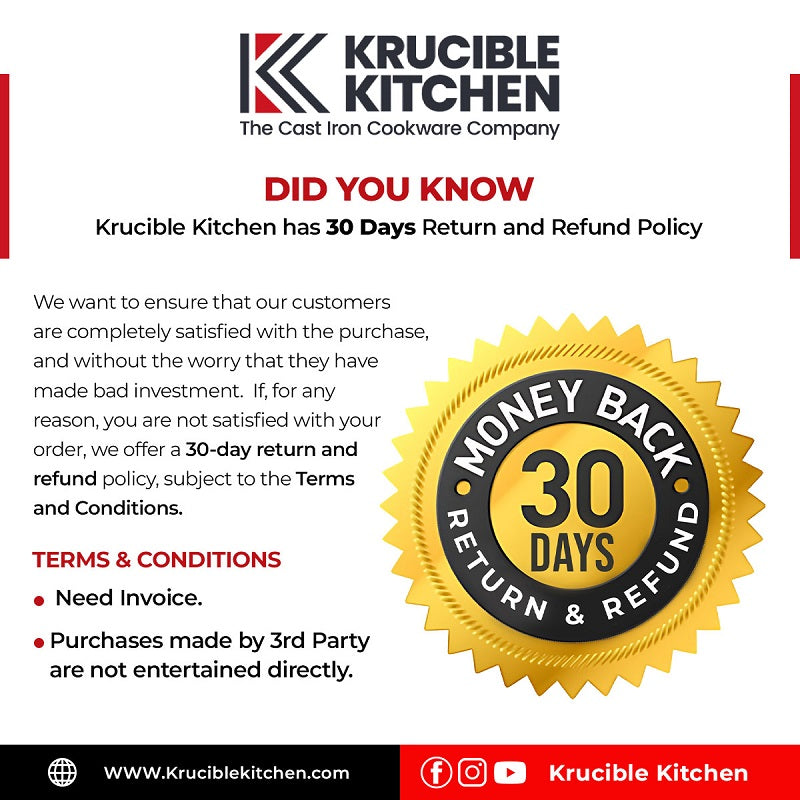 Krucible Kitchen 30 days return