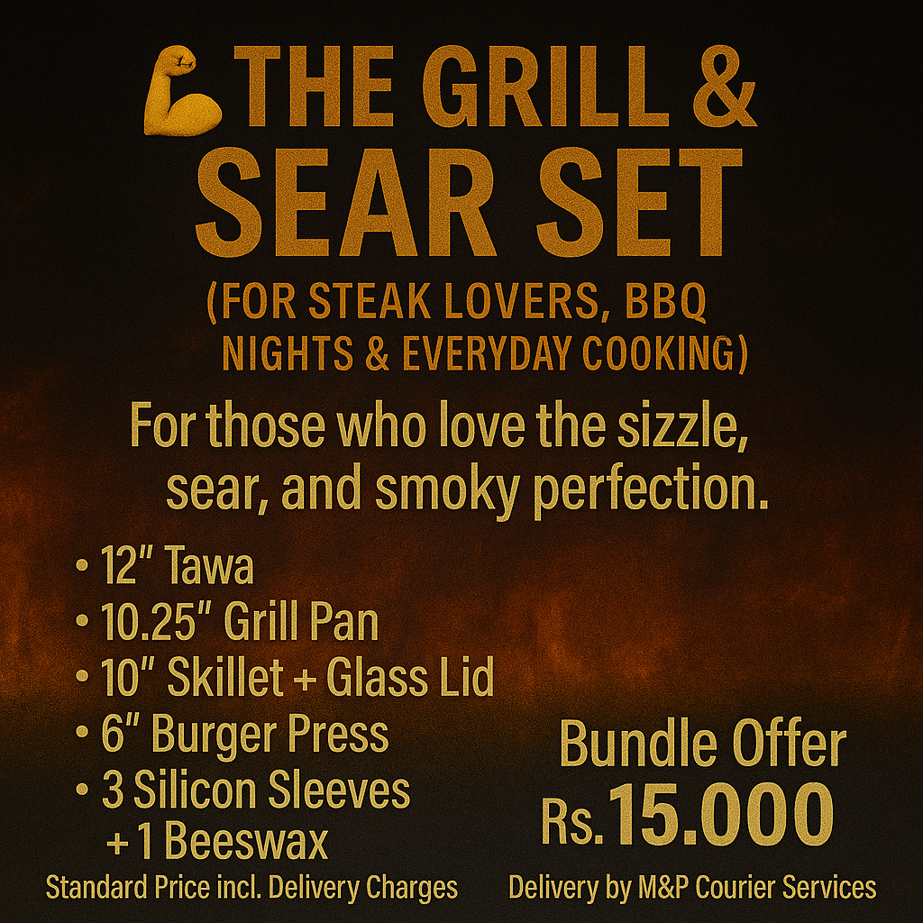 The Grill & Sear Set – 11.11 Cast Iron BBQ Bundle | Krucible Kitchen Pakistan