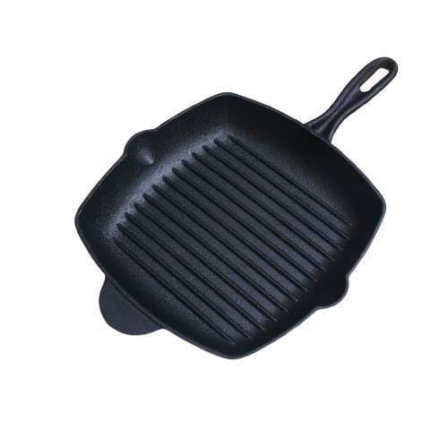 Grill Pan 10.25 inch (26 CM), Cast Iron Krucible Kitchen Seasoned