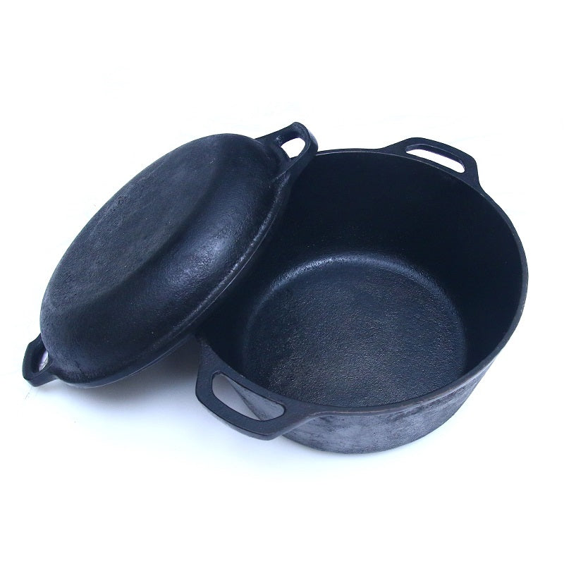 2-in-1 Dutch Oven with Skillet Lid, 5 Quarts Cast Iron Pot Set, Pre-Seasoned by Krucible Kitchen