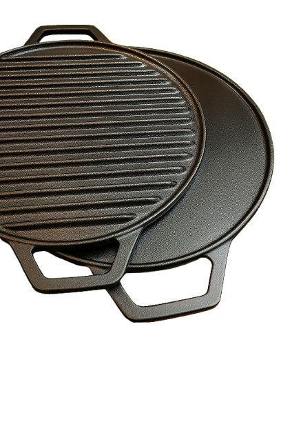 Tawa 15 In 2in1 TRGG15 Cast Iron Reversible Tawa & Grill Pan Krucible Kitchen