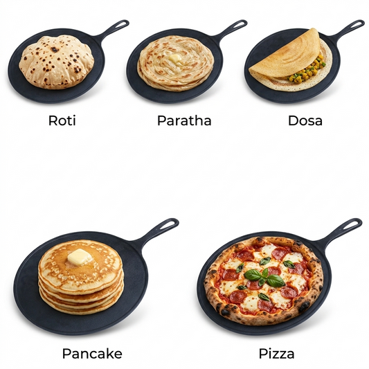 Tawa 12 In Classic, Cast Iron Krucible Kitchen Seasoned