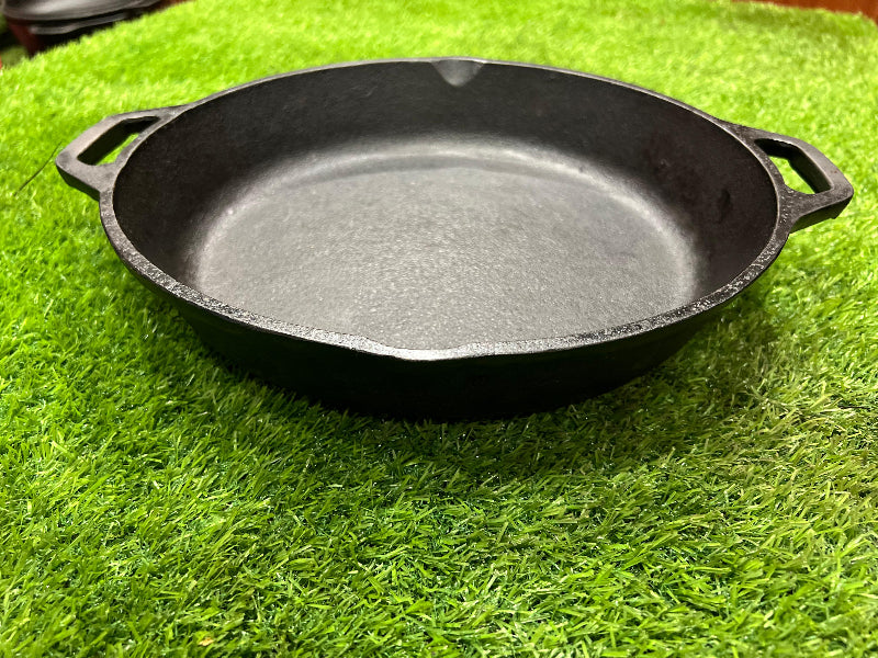 Skillet 12 In (30 Cm) Dual Handle, Cast Iron Krucible Kitchen Seasoned