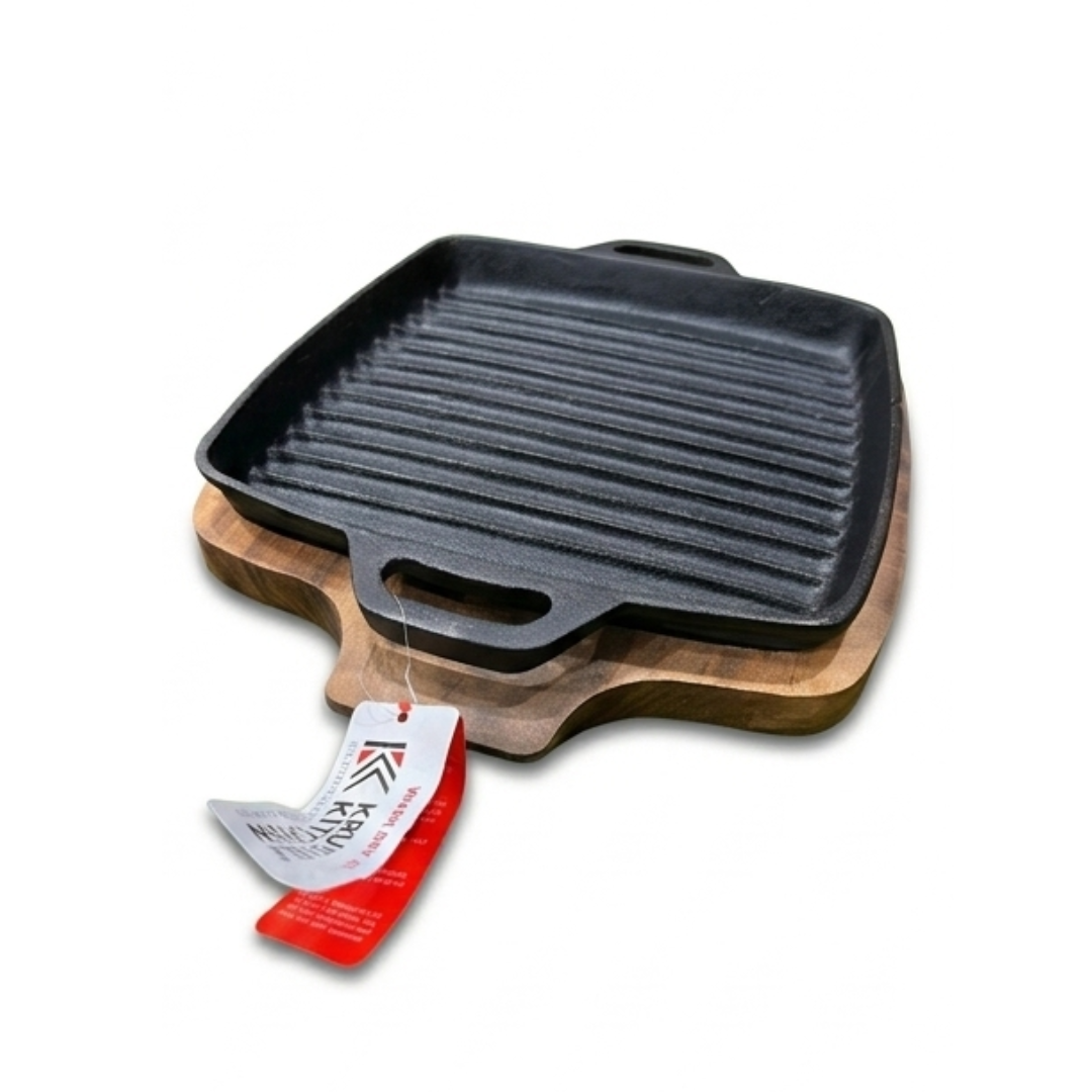 Sizzler Grill 11" 2in1 Cast Iron Grill Wood Krucible Kitchen