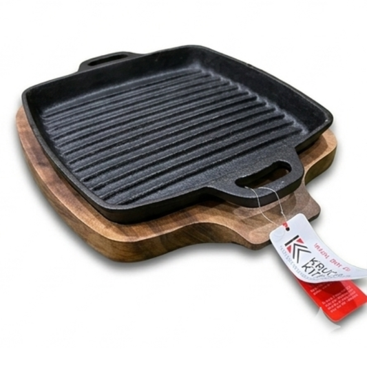 Sizzler Grill 11" 2in1 Cast Iron Grill Wood Krucible Kitchen