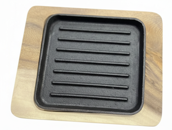 Cast Iron Sizzler 7” with Grill Marks | Mini Sizzling Plate for Fish, BBQ & Steaks – Krucible Kitchen