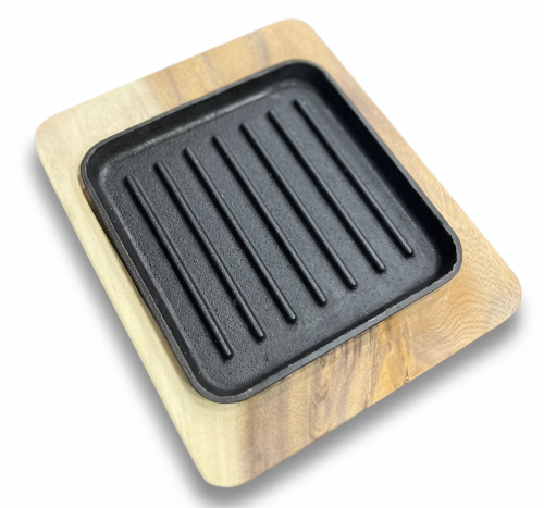 Cast Iron Sizzler 7” with Grill Marks | Mini Sizzling Plate for Fish, BBQ & Steaks – Krucible Kitchen