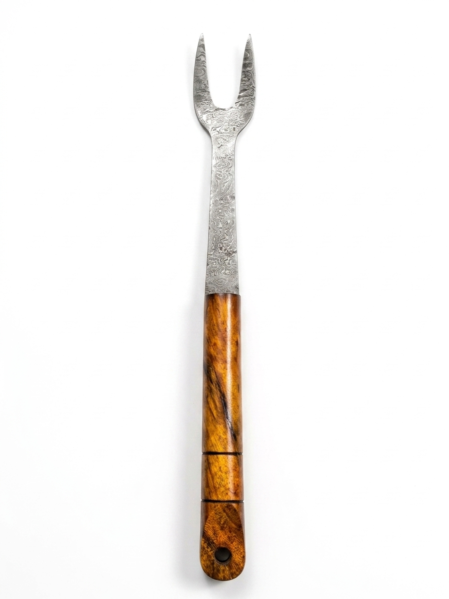 Krucible Damascus Steel Steak Fork – Premium Carving Fork for Precision Cutting