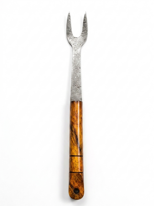 Krucible Damascus Steel Steak Fork – Premium Carving Fork for Precision Cutting