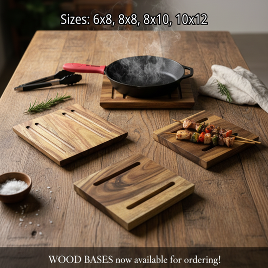 Premium Wooden Serving Bases | Square, Rectangle & Round Boards by Krucible