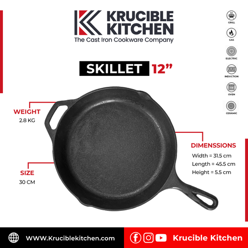 Krucible Kitchen Skillet 12, Non Stick Frying Pan