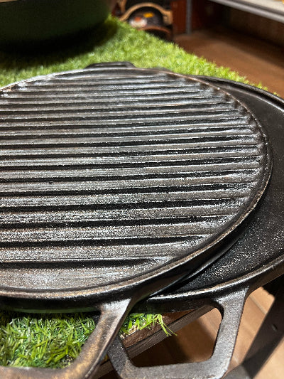 Tawa 12 Inch 2-in-1 TRGG12 Cast Iron Reversible Tawa & Grill Pan Krucible Kitchen