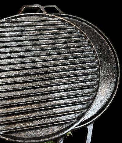 Tawa 12 Inch 2-in-1 TRGG12 Cast Iron Reversible Tawa & Grill Pan Krucible Kitchen