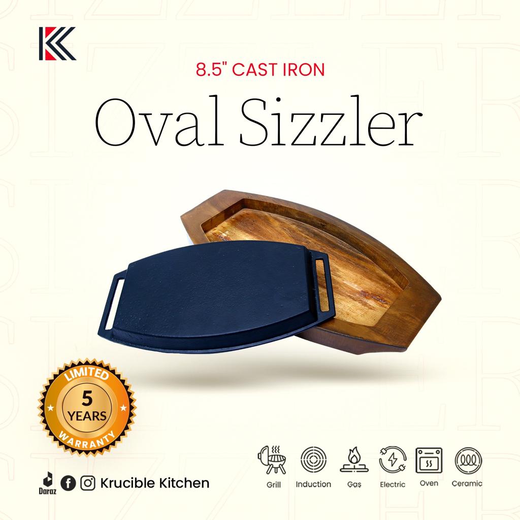 Krucible Kitchen Cast Iron Sizzler 8.5" Hotplate Naturally Non Stick Seasoned