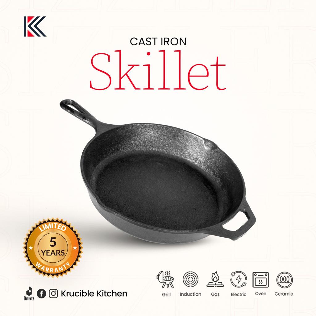 Krucible Kitchen Cast Iron Skillet 10" (25 CM) Naturally Non Stick Seasoned